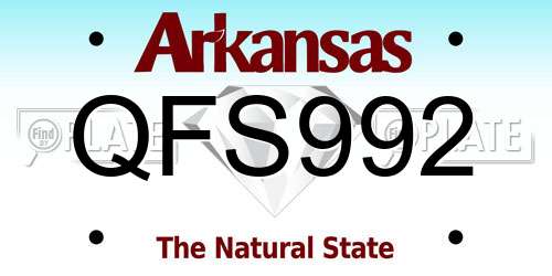 QFS992 Arkansas License Plate