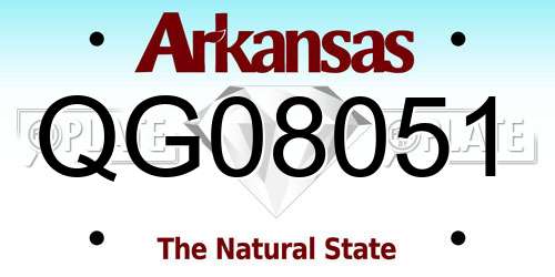 QG08051 Arkansas License Plate