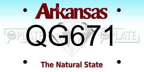 QG671 Arkansas License Plate