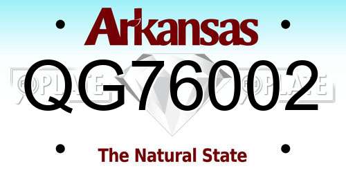 QG76002 Arkansas License Plate