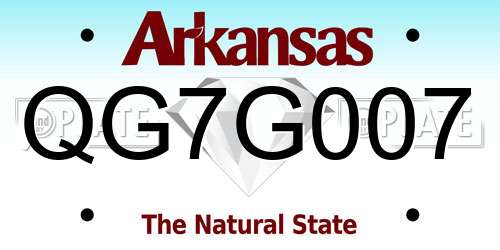 QG7G007 Arkansas License Plate