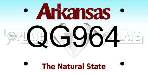 QG964 Arkansas License Plate