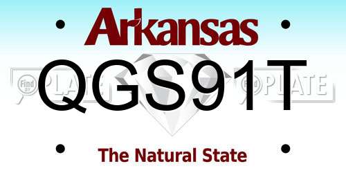 QGS91T Arkansas License Plate