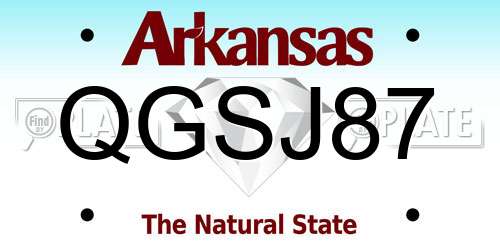 QGSJ87 Arkansas License Plate