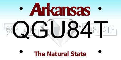 QGU84T Arkansas License Plate