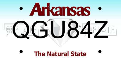 QGU84Z Arkansas License Plate