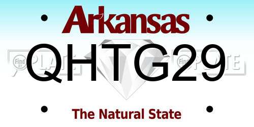 QHTG29 Arkansas License Plate