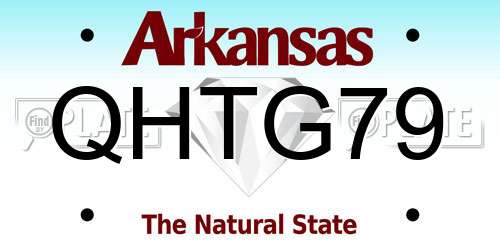 QHTG79 Arkansas License Plate