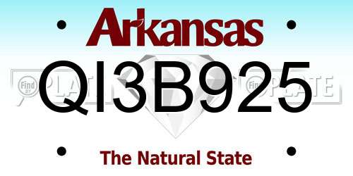 QI3B925 Arkansas License Plate