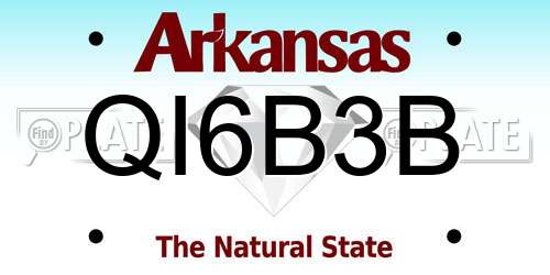 QI6B3B Arkansas License Plate