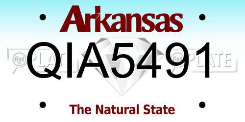 QIA5491 Arkansas License Plate