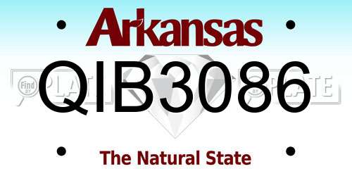 QIB3086 Arkansas License Plate