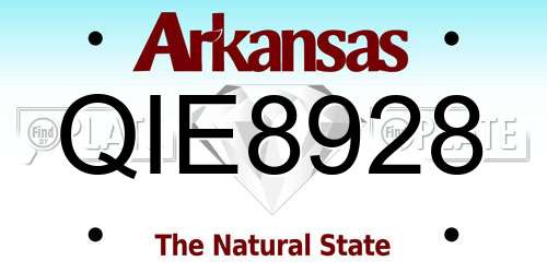 QIE8928 Arkansas License Plate