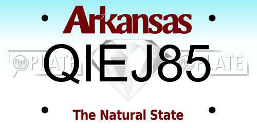 QIEJ85 Arkansas License Plate