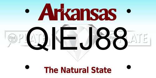 QIEJ88 Arkansas License Plate