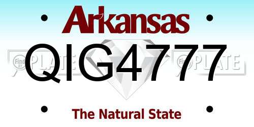 QIG4777 Arkansas License Plate