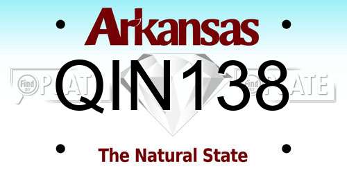 QIN138 Arkansas License Plate