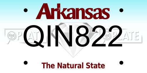 QIN822 Arkansas License Plate