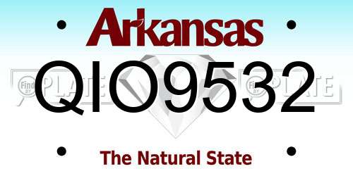 QIO9532 Arkansas License Plate