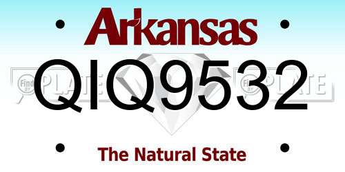 QIQ9532 Arkansas License Plate