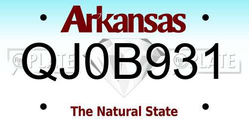 QJ0B931 Arkansas License Plate