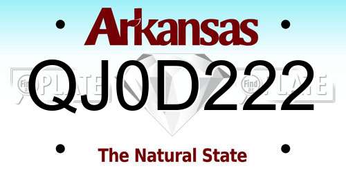 QJ0D222 Arkansas License Plate