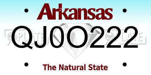 QJ0O222 Arkansas License Plate