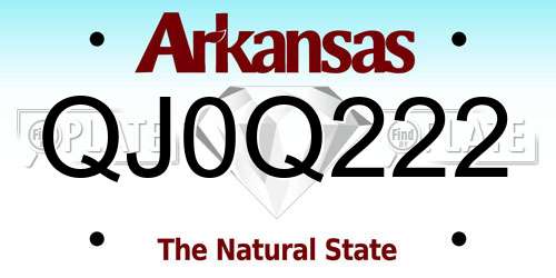 QJ0Q222 Arkansas License Plate