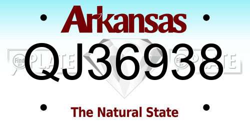 QJ36938 Arkansas License Plate