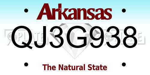 QJ3G938 Arkansas License Plate