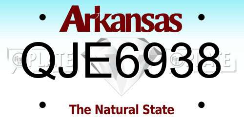 QJE6938 Arkansas License Plate
