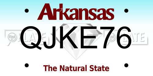 QJKE76 Arkansas License Plate