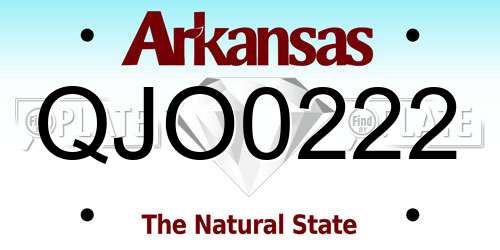 QJO0222 Arkansas License Plate