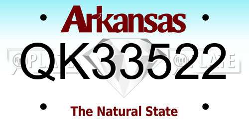 QK33522 Arkansas License Plate