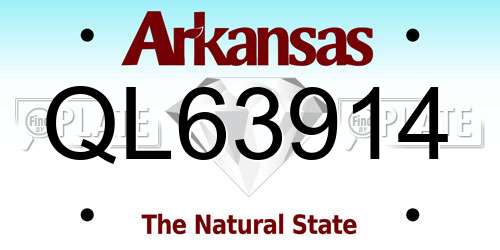 QL63914 Arkansas License Plate