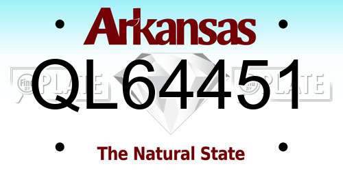 QL64451 Arkansas License Plate
