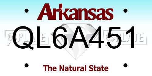 QL6A451 Arkansas License Plate
