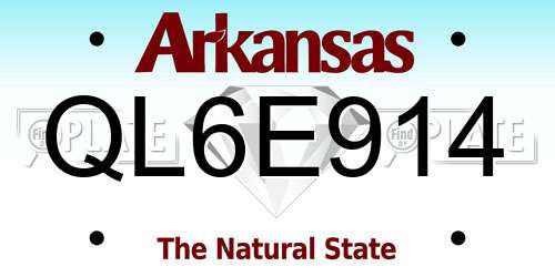QL6E914 Arkansas License Plate