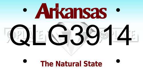 QLG3914 Arkansas License Plate