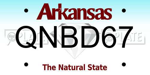 QNBD67 Arkansas License Plate