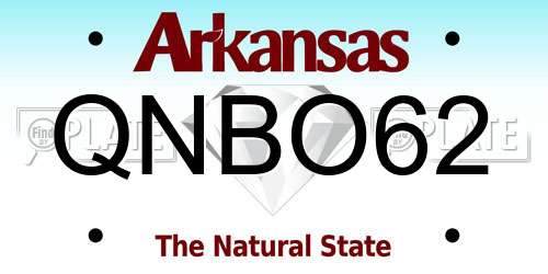 QNBO62 Arkansas License Plate