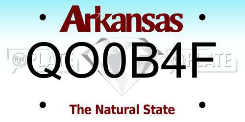 QO0B4F Arkansas License Plate