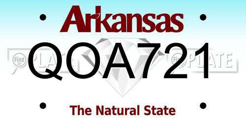 QOA721 Arkansas License Plate