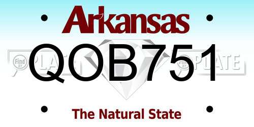 QOB751 Arkansas License Plate