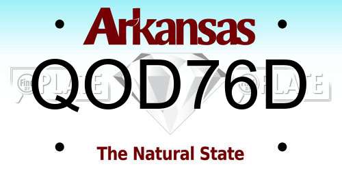 QOD76D Arkansas License Plate