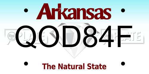 QOD84F Arkansas License Plate