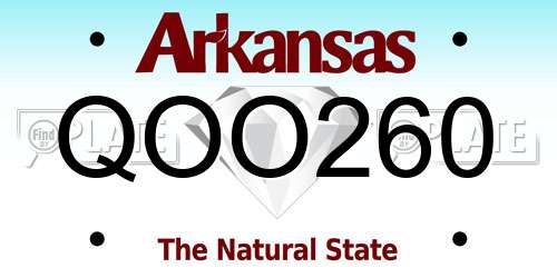 QOO260 Arkansas License Plate