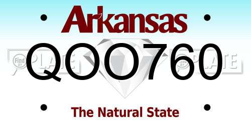 QOO760 Arkansas License Plate