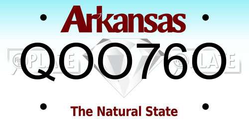 QOO76O Arkansas License Plate