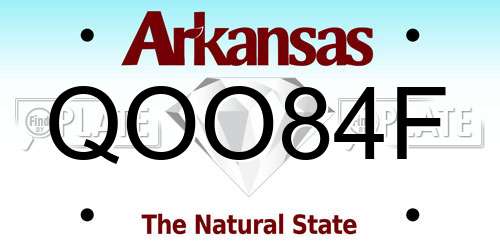 QOO84F Arkansas License Plate